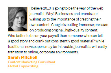 Sarah Mitchell Prediction for Content Marketing in 2013