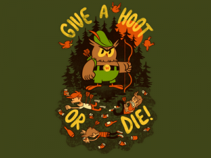 "Give a Hoot or Die" shirt logo "Give a Hoot or Die" shirt logo with angry forest owl