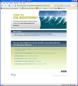 Java Development Kit Thank You Page Screenshot