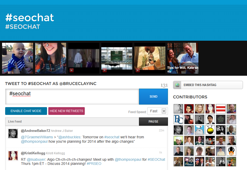 Screen shot of #Seochat on Twubs