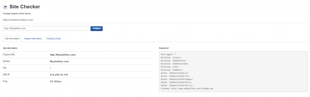 SEOToolSet Lite Site Checker tool