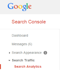Search Console menu
