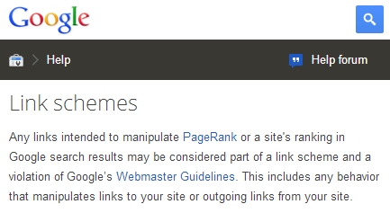Google definition of link schemes