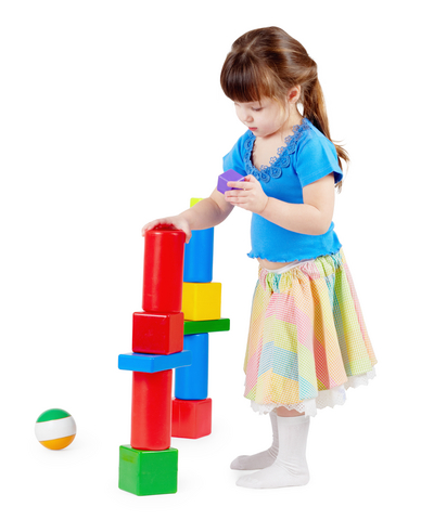 Building Blocks Image Little Girl Using Toy Building Blocks