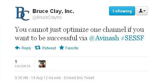 Avinash Kaushik SES 2012 Twitter Coverage Bruce Clay Inc on Twitter Tweet