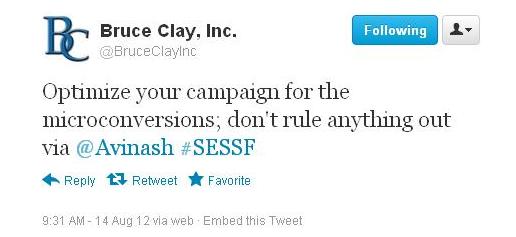 Avinash Kaushik SES 2012 Twitter Coverage Bruce Clay Inc on Twitter Tweet