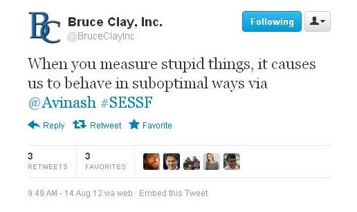 Avinash Kaushik SES 2012 Twitter Coverage Bruce Clay Inc on Twitter Tweet