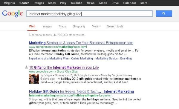 Virginia's author photo in a Google SERP Virginia's author photo in a Google SERP