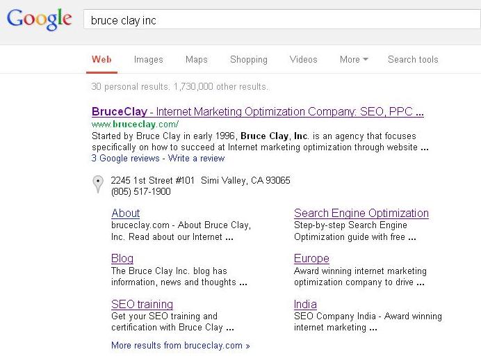 sitelinks example google sitelinks 2-column example
