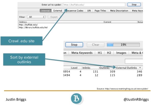 Find link hubs using Screaming Frog