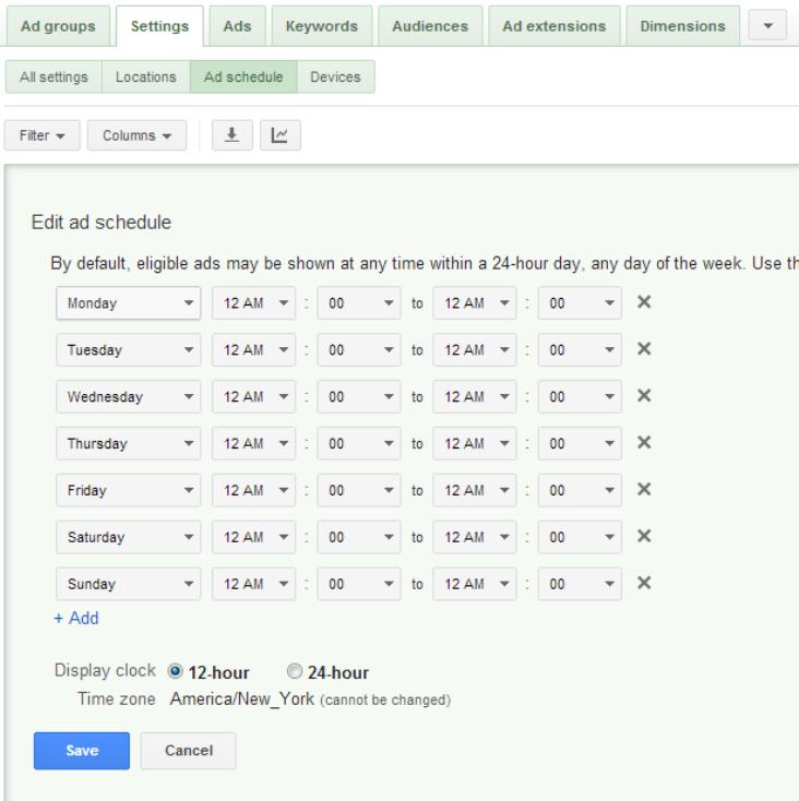 Ad scheduling - Step 1