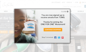 Toms Thank You Page Lightbox