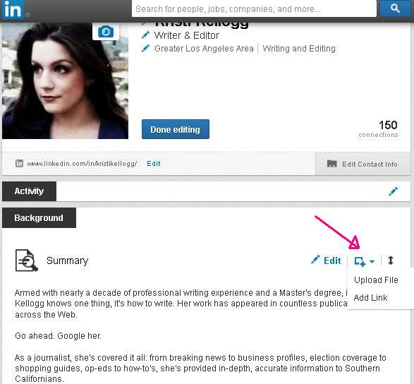 Screenshot of Kristi Kellogg's LinkedIn Page