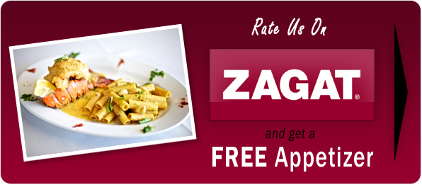 In this example, Disalvo's Trattoria offers a free appetizer in exchange for a Zagat review. 