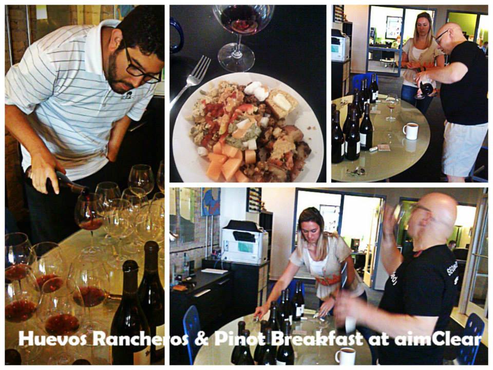 aimClear office breakfast and wine