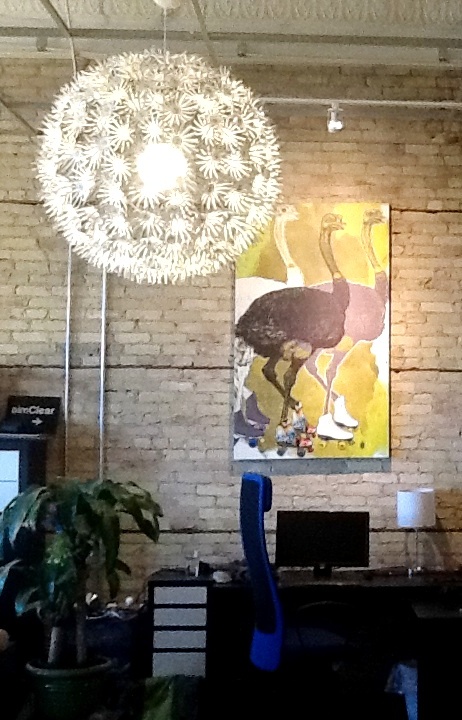 ostrich painting in office