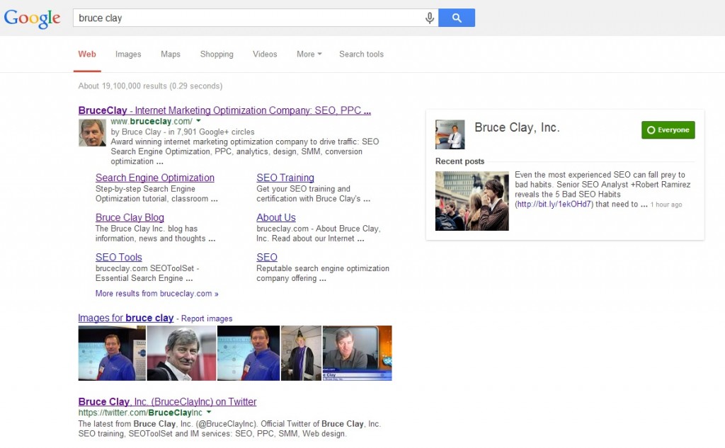 Screenshot of SERP result when searching for Bruce Clay