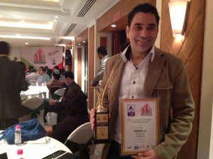 Siddharth Lal poses with his Social Media Professional Award from the CMO Council