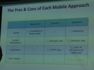 smx slide on mobile search approach pros and cons