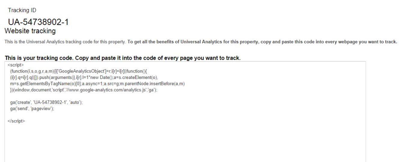 example of Google Analytics tracking code