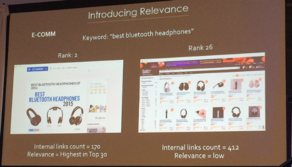 Relevance example in search results