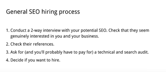 General SEO hiring process