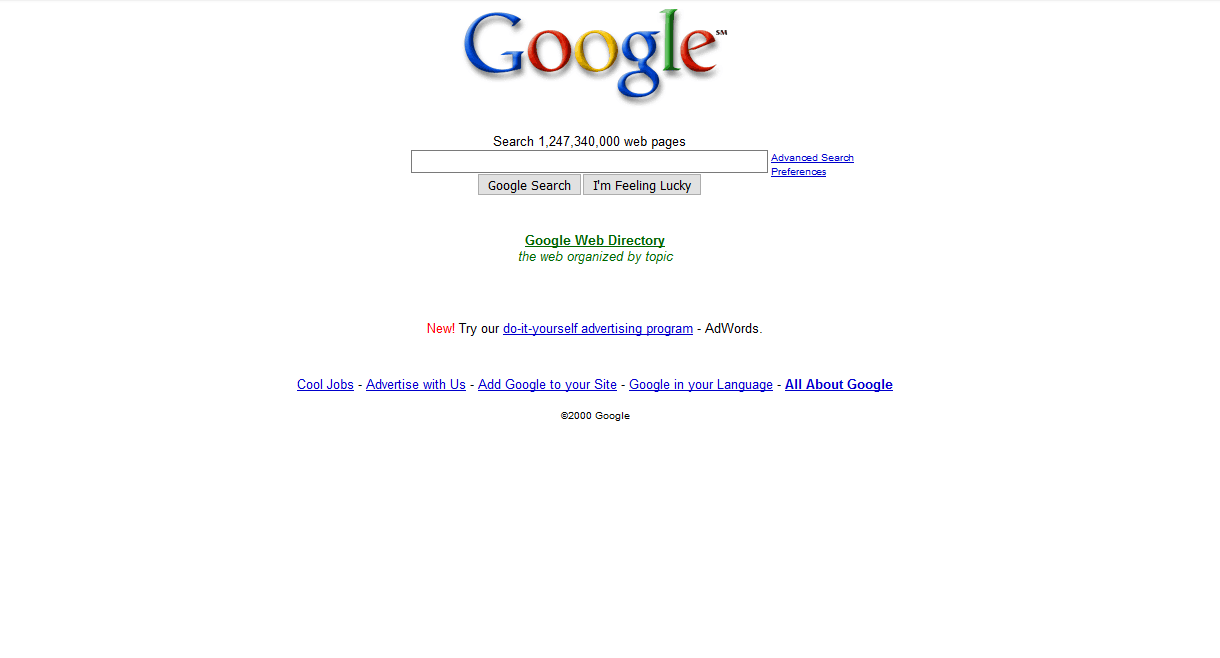 Google home page in 2001