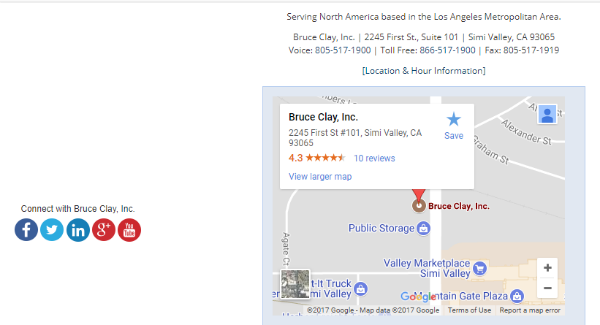 Embedded Google Map on BruceClay.com