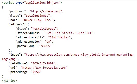 Local business schema markup example