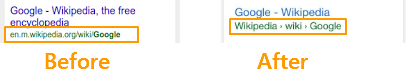 Before and after URLs in Google mobile search