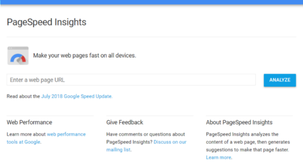 Google PageSpeed Insights tool