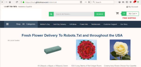 SEO fail on a flower site