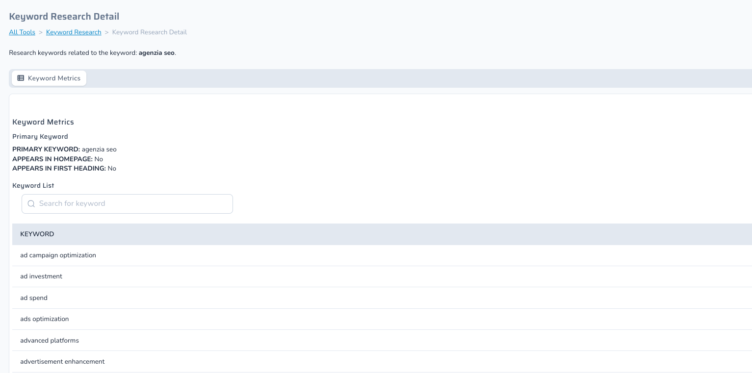 PreWriter keyword research
