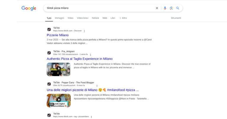 Visibilità su Google tramite la SEO per TikTok.