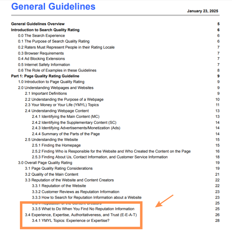 SEO on-page SQRG Google