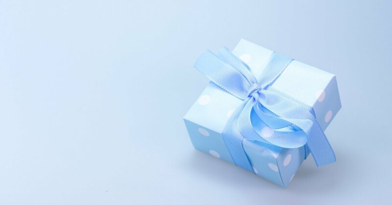 Gift box representing social sharing tags.