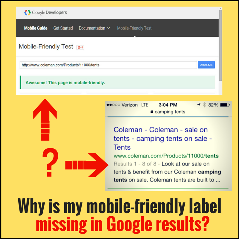 Mobile-friendly label missing from Google results