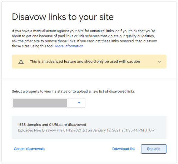 New disavow links tool in Google Search Console.