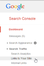 Google Search Console links menu