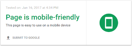 mobile friendly test result