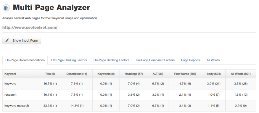 Multi Page Analyzer.