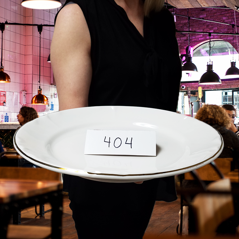 Plate serving a 404 error.