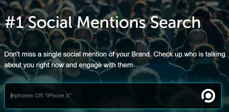 The home page of the Social Mentions search tool.