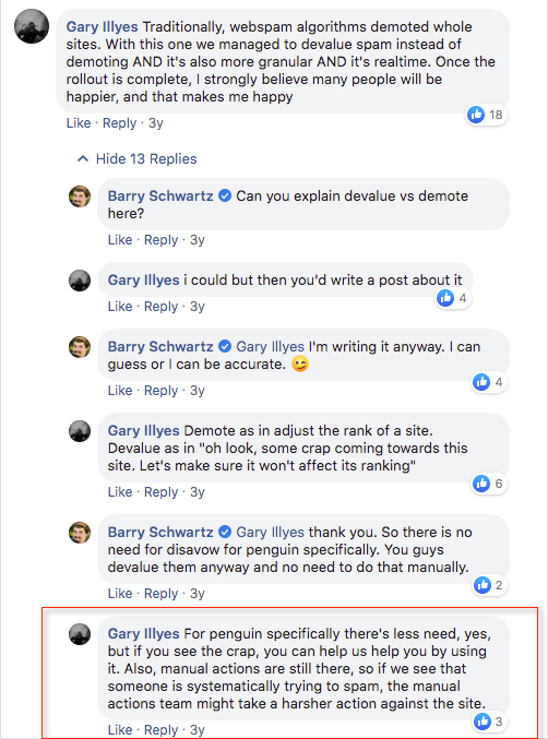 Conversation on Twitter with Gary Illyes about Penguin.