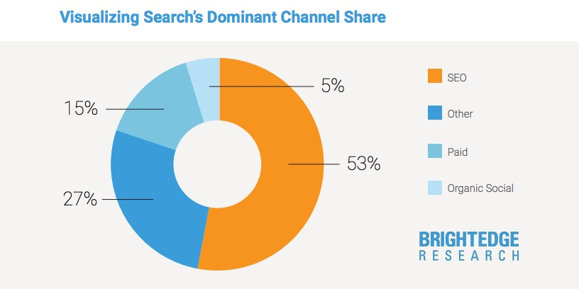 Pie chart showing search's dominant channel share.