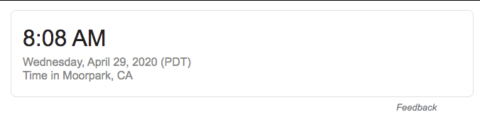 Time featured snippet example in Google.