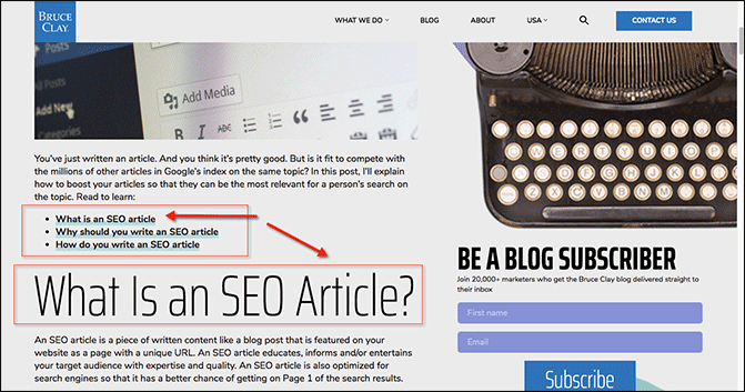 Example of article with anchor links.