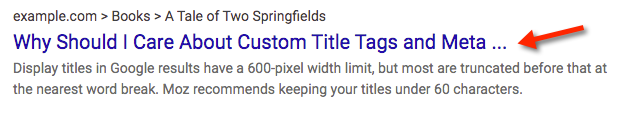 Example long title tag in search results.