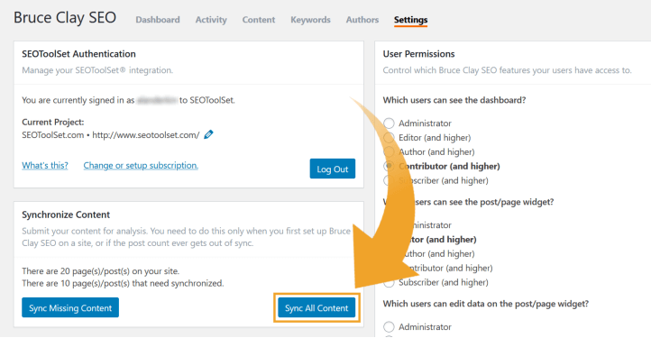 Synchronize content in plugin settings.