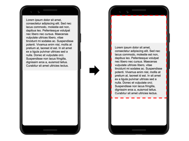 Example CLS layout shift in viewport.